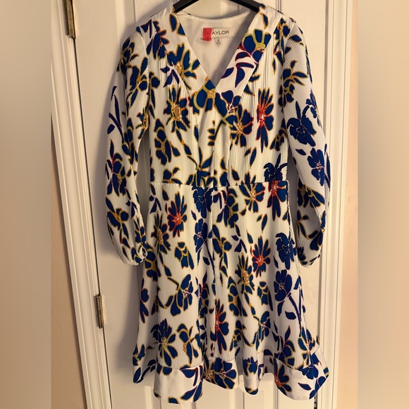 Taylor Stitch Blue and Yellow Floral Long Sleeve Dress - Picture 3 of 6